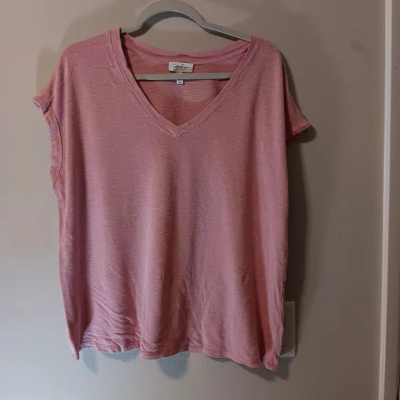 Soft V-Neck Women’s Tee - Pink - Picture 8 of 11